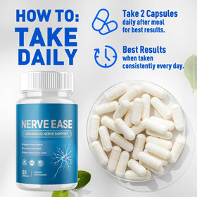 Flacon de Nerve Ease ouvert avec capsules visibles à l'intérieur