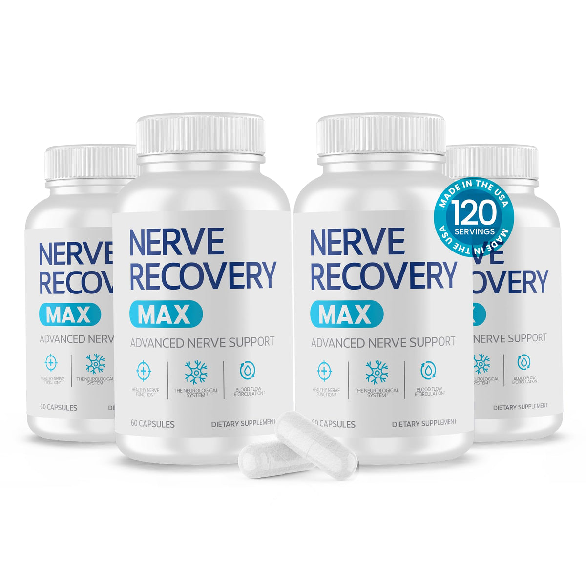 Flacon de Nerve use Max avec 120 capsules de soutien nerveux