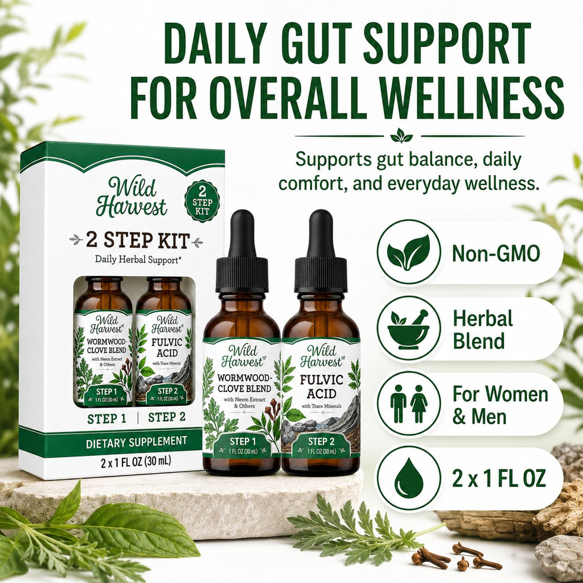 Flacon de Nettoyage Intestinal SOLEFLEX avec des ingrédients naturels autour