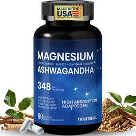 Flacon de NEUMINA Magnésium Ashwagandha 90 capsules vue de face