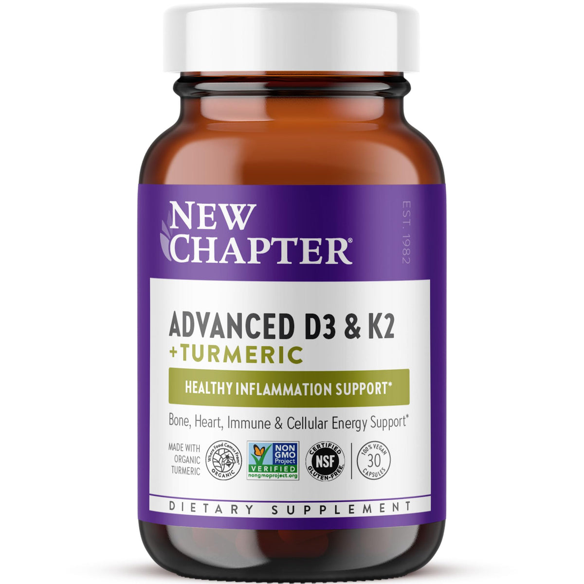 Flacon de New Chapter D3 K2 5000 UI 30 capsules vue avant