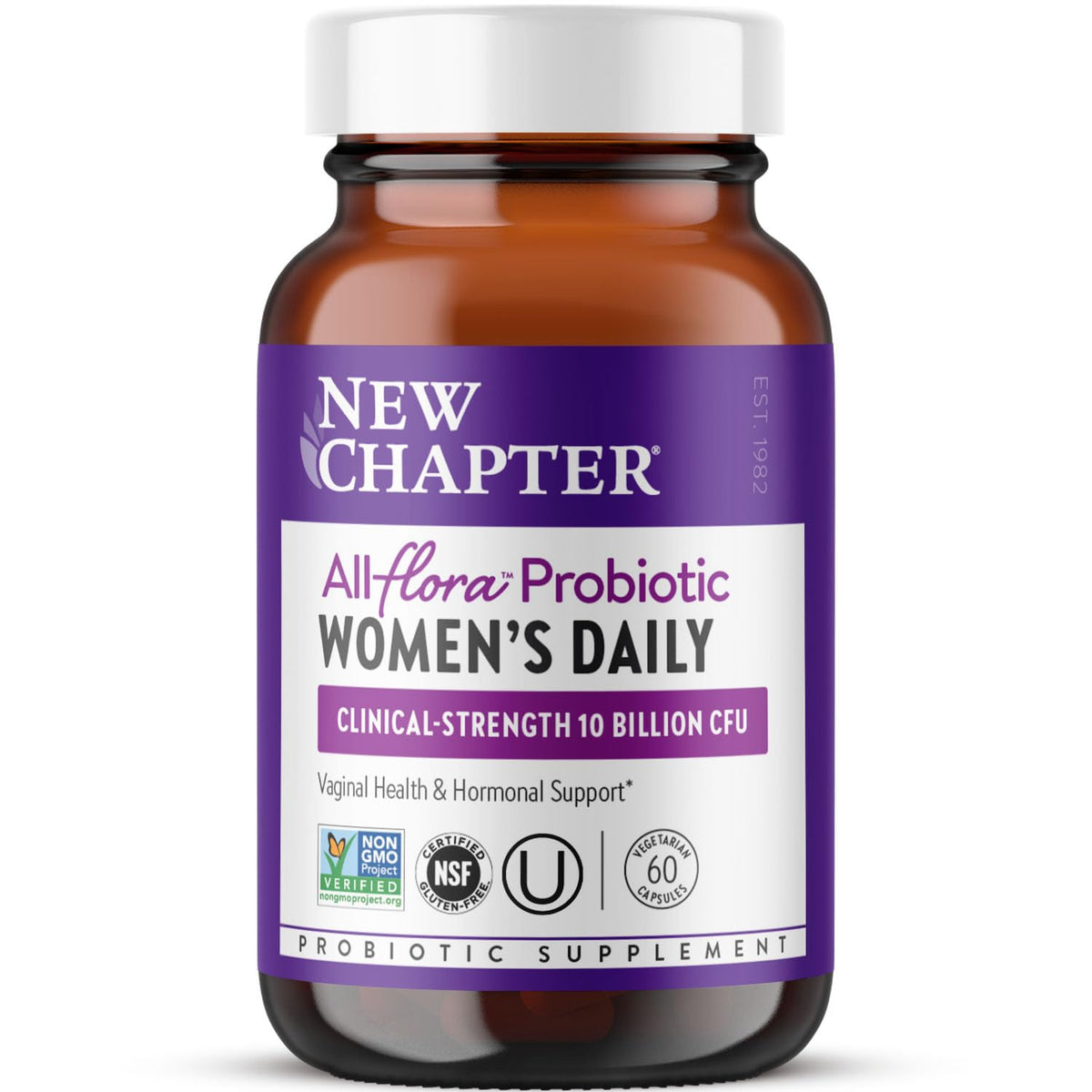 Flacon de New Chapter Probiotiques Femmes 60 capsules vue de face