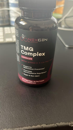 Flacon de NEXGEN BLENDS TMG 500mg avec étiquette claire