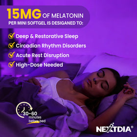 Flacon de Nextdia Mélatonine Liposomale avec étiquette visible