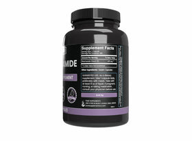 Flacon de Niacinamide avec étiquette visible, 231g