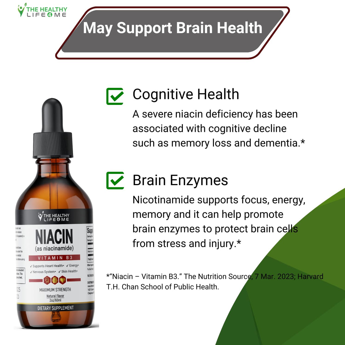Flacon de niacine liquide 20mg THE HEALTHY LIFE 4 ME vue arrière