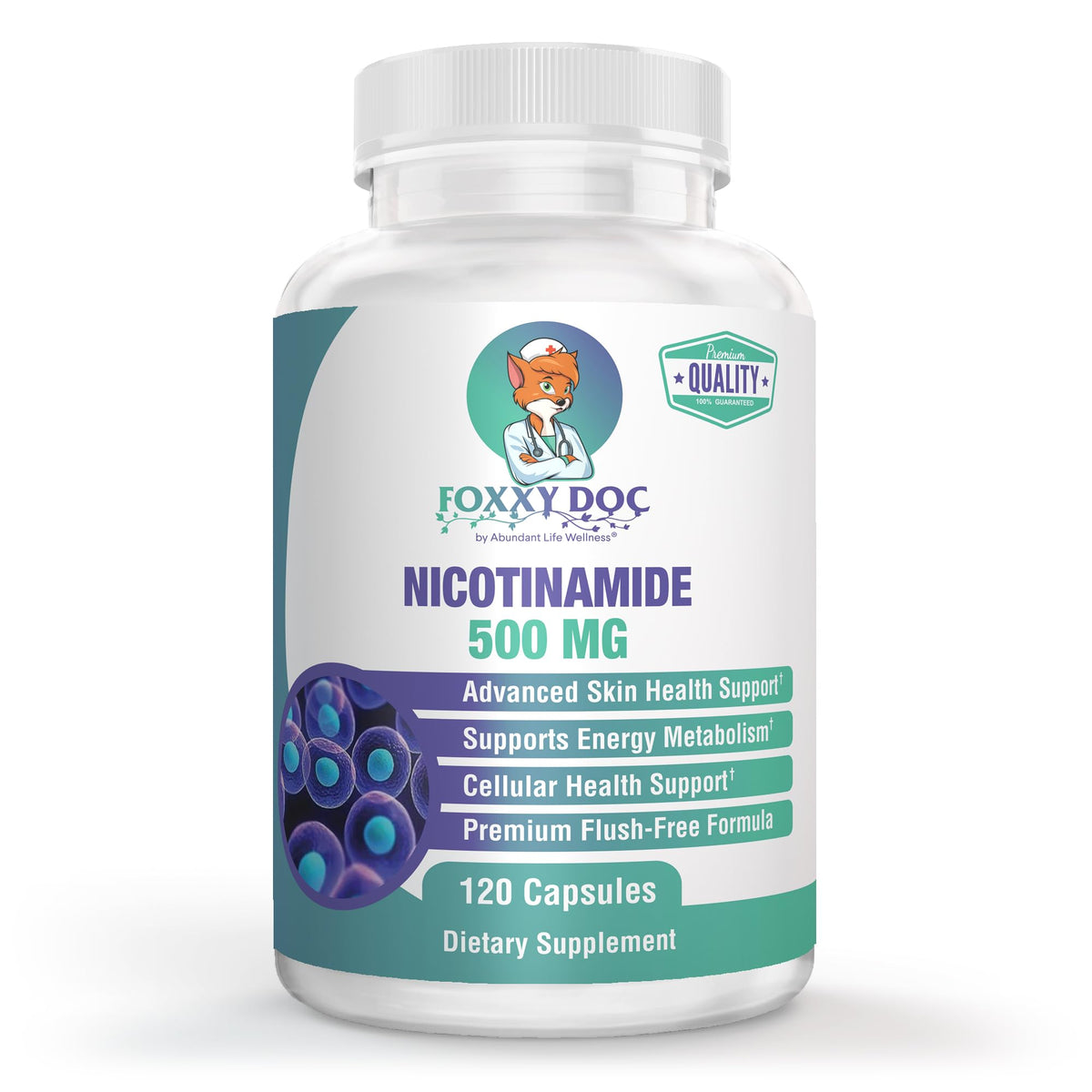 Flacon de Nicotinamide 500 mg Dr. Valerie Nelson avec capsules végétales