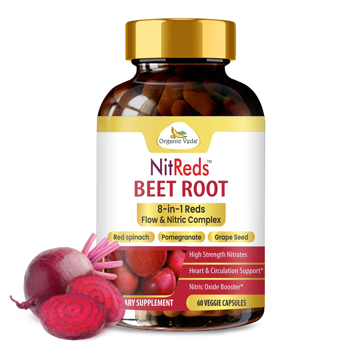 Flacon de NitReds d'Organic Veda avec 60 capsules