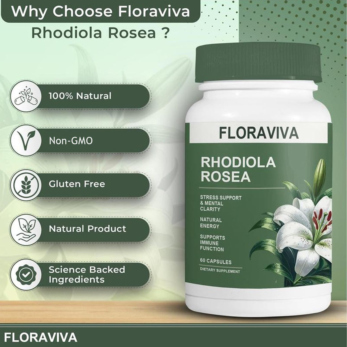 Flacon de NO BALD Rhodiola Rosea sur un fond blanc