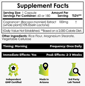 Flacon de Nootropics Depot Cognance Bacopa Capsules 100mg