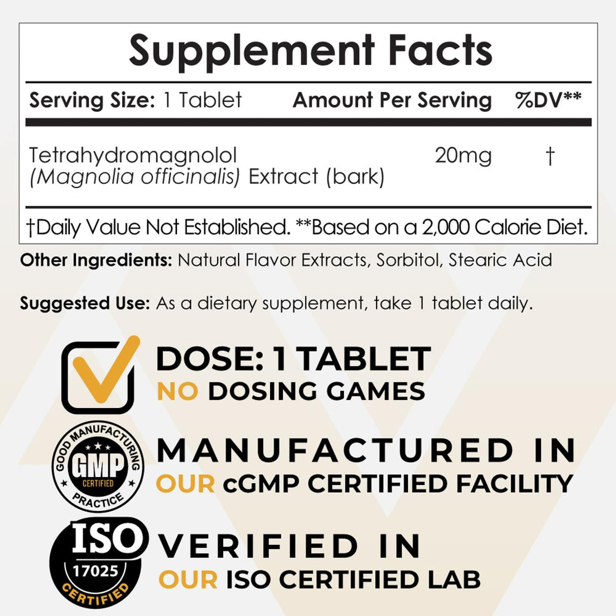 Flacon de Nootropics Depot Tetrahydromagnolol 60 comprimés, vue de côté