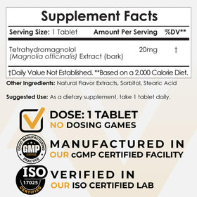 Flacon de Nootropics Depot Tetrahydromagnolol 60 comprimés, vue de côté
