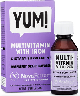 Flacon de NovaFerrum Yum multivitamines fer 120 portions vue de face.