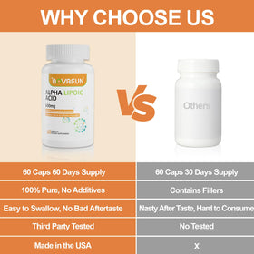 Flacon de Novafun Acide Alpha Lipoïque ouvert avec capsules visibles