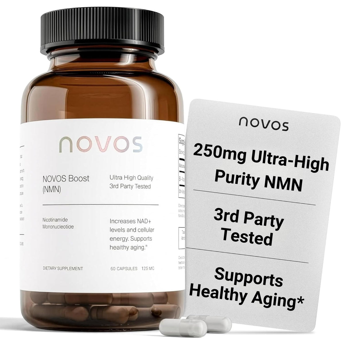 Flacon de Novos NMN 250mg avec 60 capsules végétales