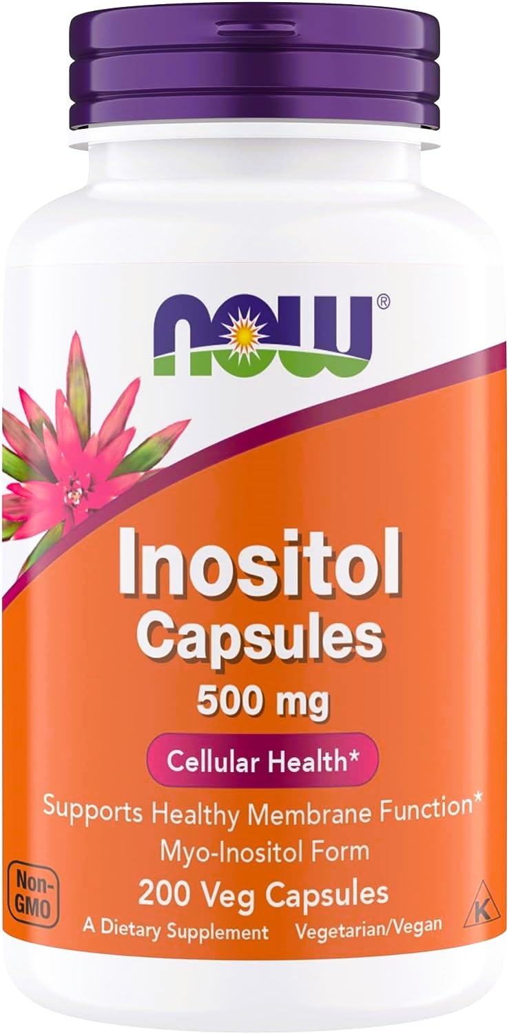 Flacon de NOW Foods Inositol 500 mg avec 200 capsules végétariennes