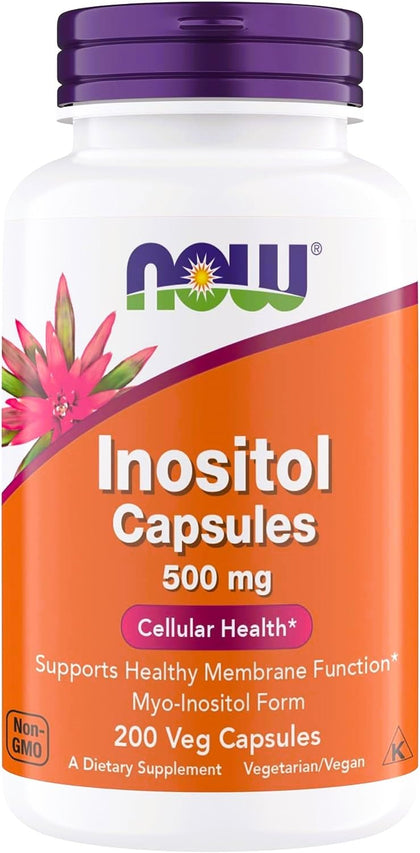 Flacon de NOW Foods Inositol 500 mg avec 200 capsules végétariennes
