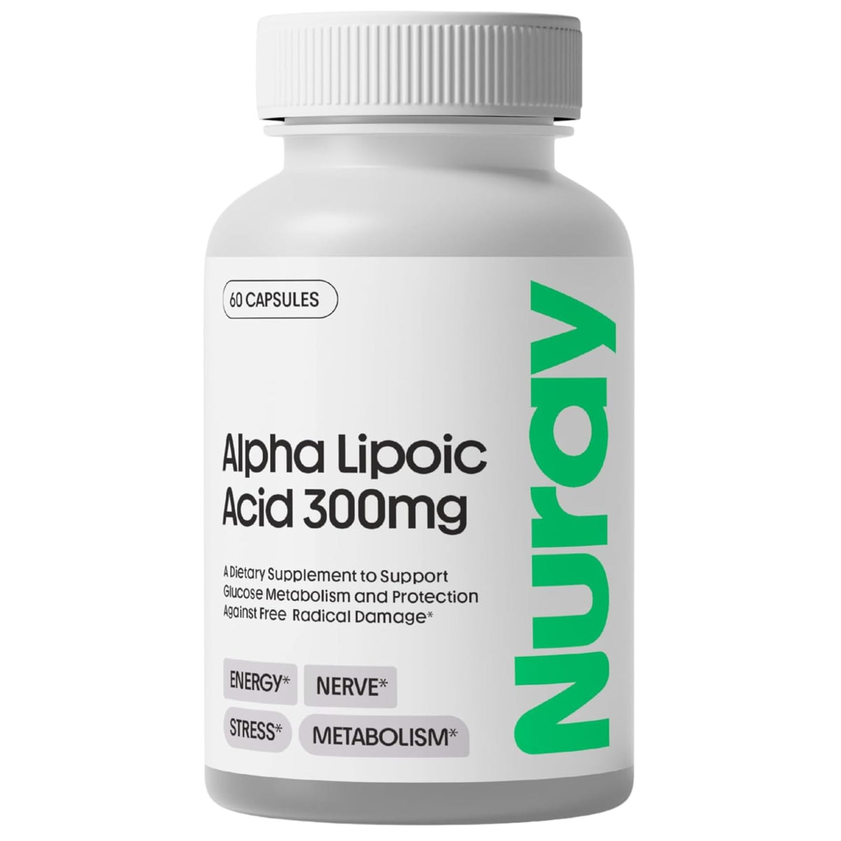 Flacon de Nuray Acide Alpha Lipoïque 300mg avec capsules végétariennes