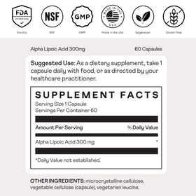 Flacon de Nuray Acide Alpha Lipoïque 300mg sur une table en bois