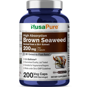 Flacon de NusaPure algues brunes 200 mg avec 200 capsules végétales