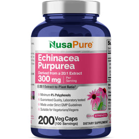 Flacon de NusaPure Echinacea Purpurea 300mg avec 300 capsules