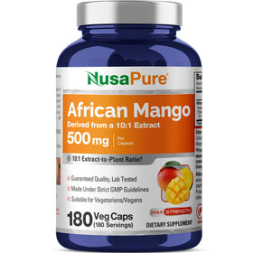 Flacon de NusaPure Mangue Africaine 500 mg 180 capsules végétales