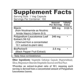 Flacon de NusaPure Polypodium Nicotinamide sur un fond blanc