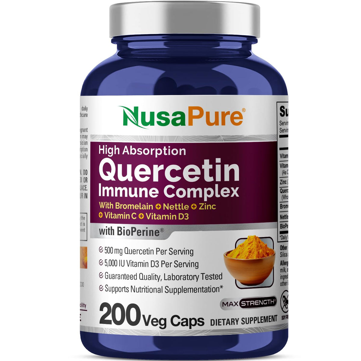 Flacon de NusaPure Quercétine Complex avec 200 gélules végétales