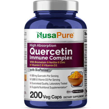 Flacon de NusaPure Quercétine Complex avec 200 gélules végétales