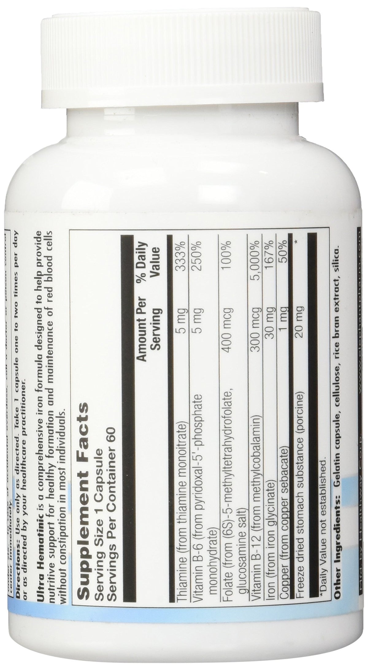 Flacon de Nutra BioGenesis Ultra Hematinic avec capsules à l'intérieur