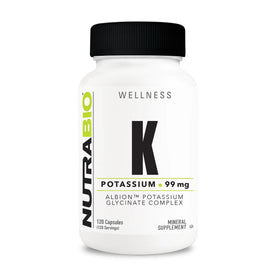 Flacon de NutraBio Complexe de Potassium 99mg - 120 Capsules Végétales