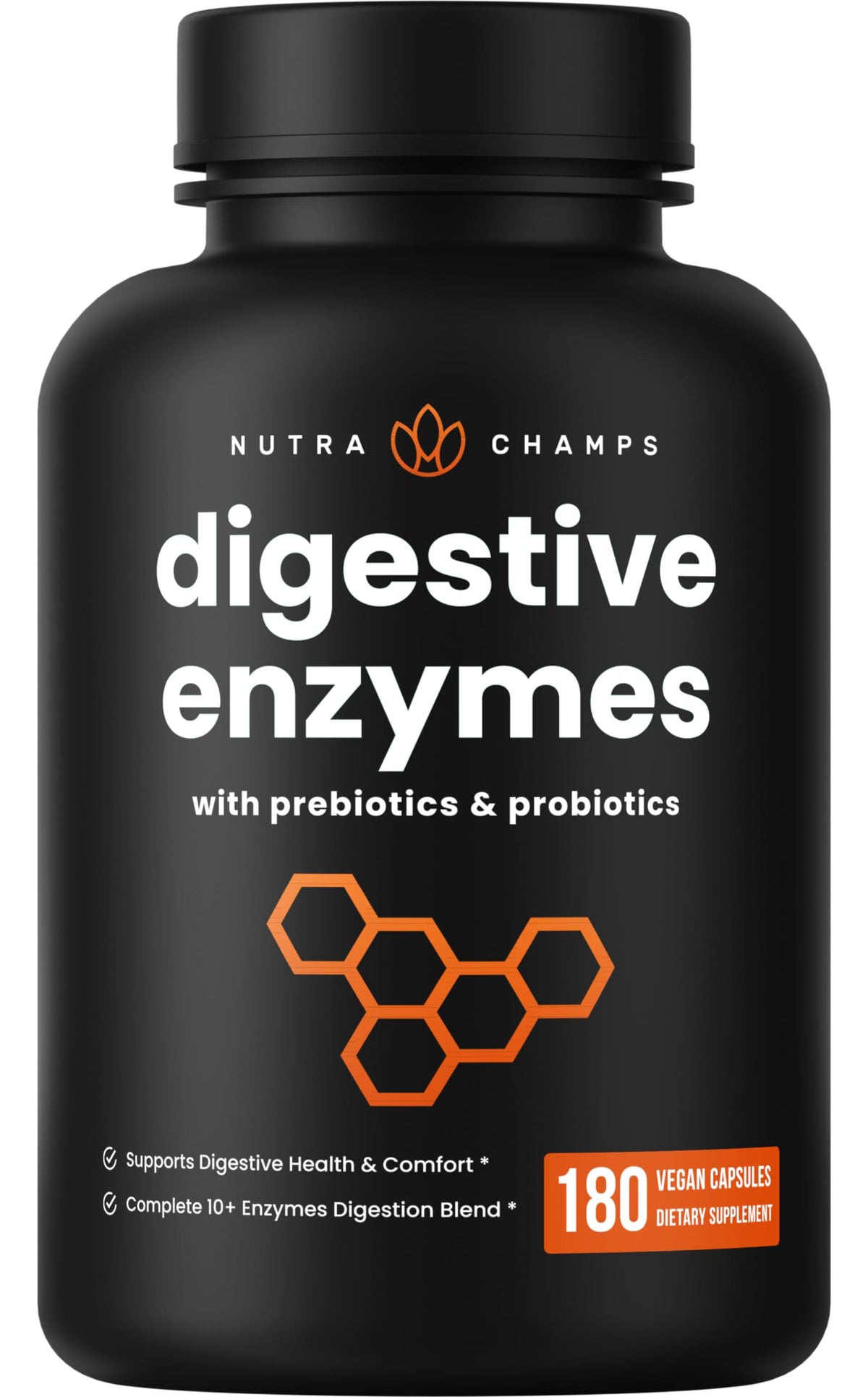 Flacon de NutraChamps Multi-Enzymes 180 capsules végétales