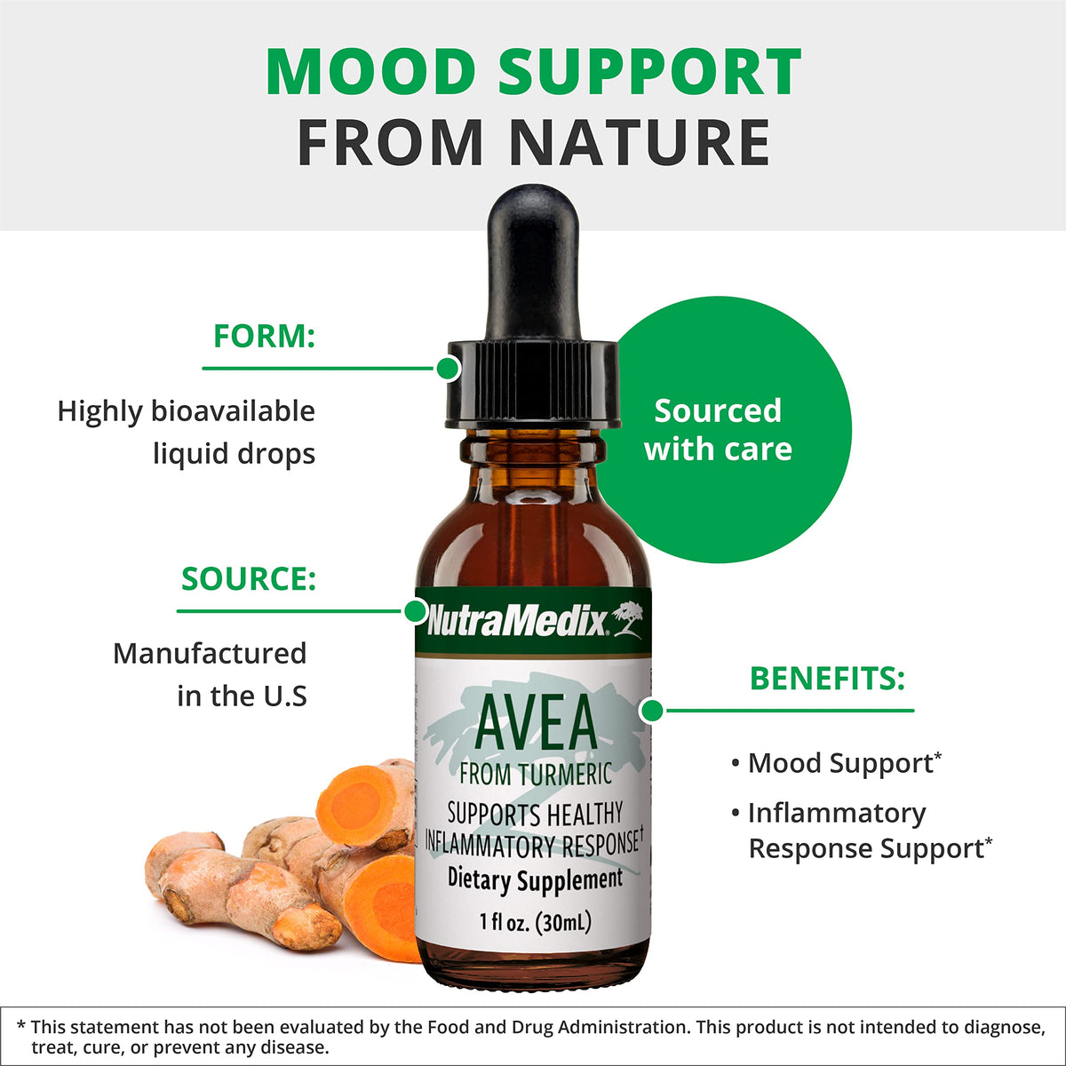 Flacon de NutraMedix Avea Extrait de Curcuma avec son bouchon