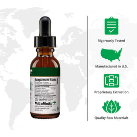 Flacon de NutraMedix Complément Alimentaire Fatigue Surrénale 30ml avec étiquette