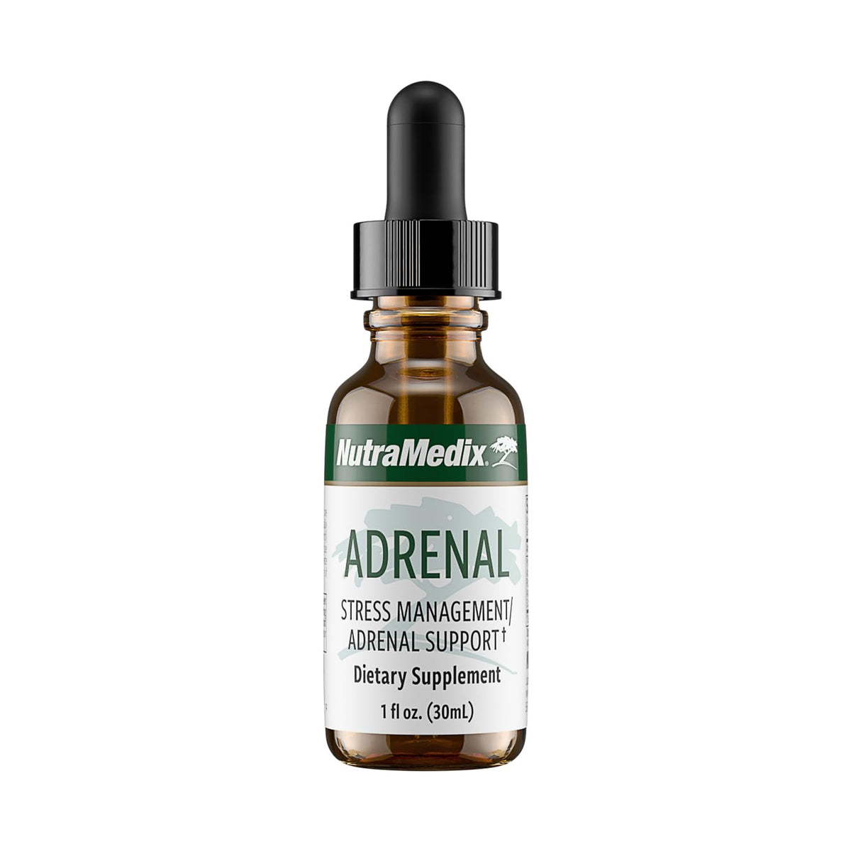 Flacon de NutraMedix Complément Alimentaire Fatigue Surrénale 30ml vue de face