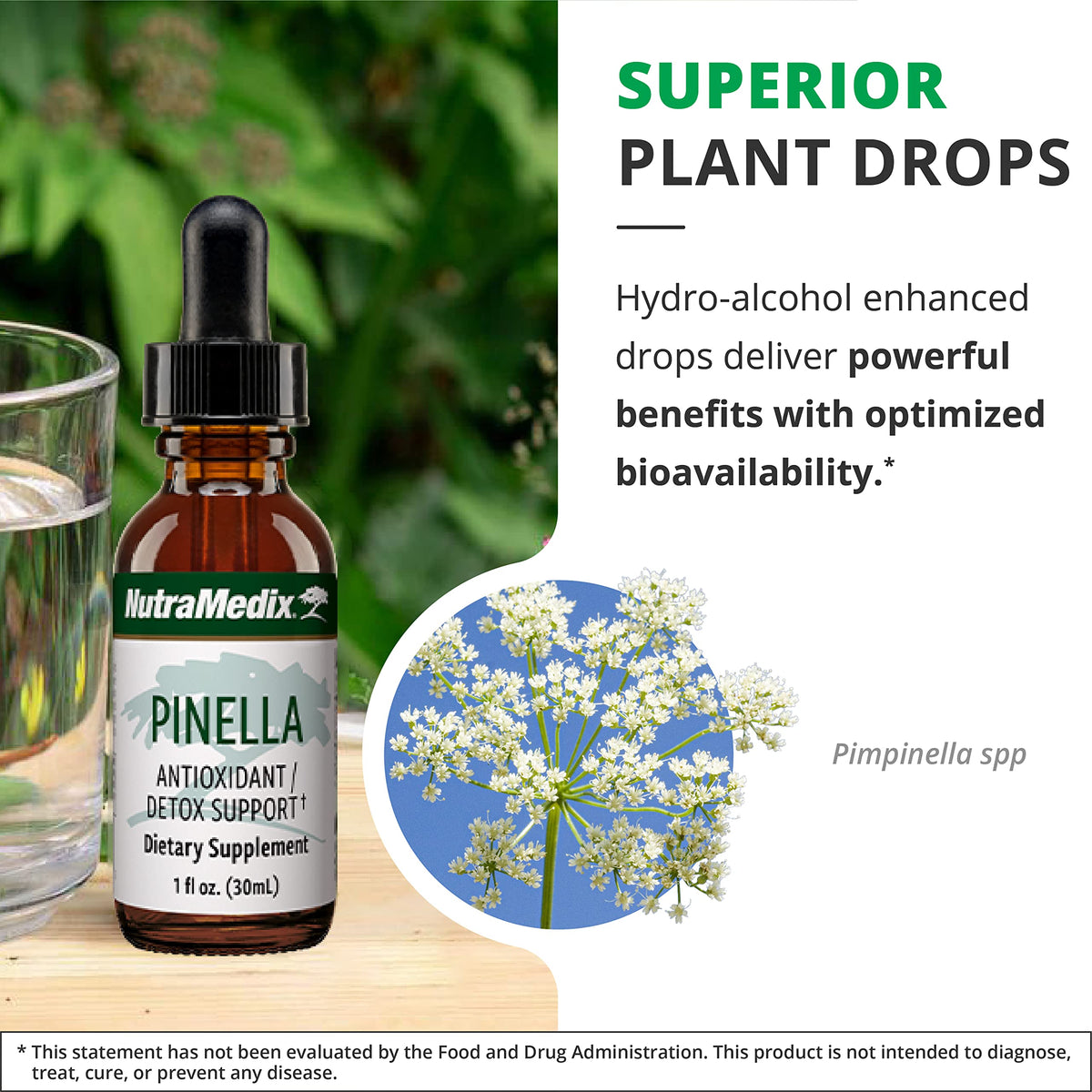 Flacon de Nutramedix Pinella avec fond neutre