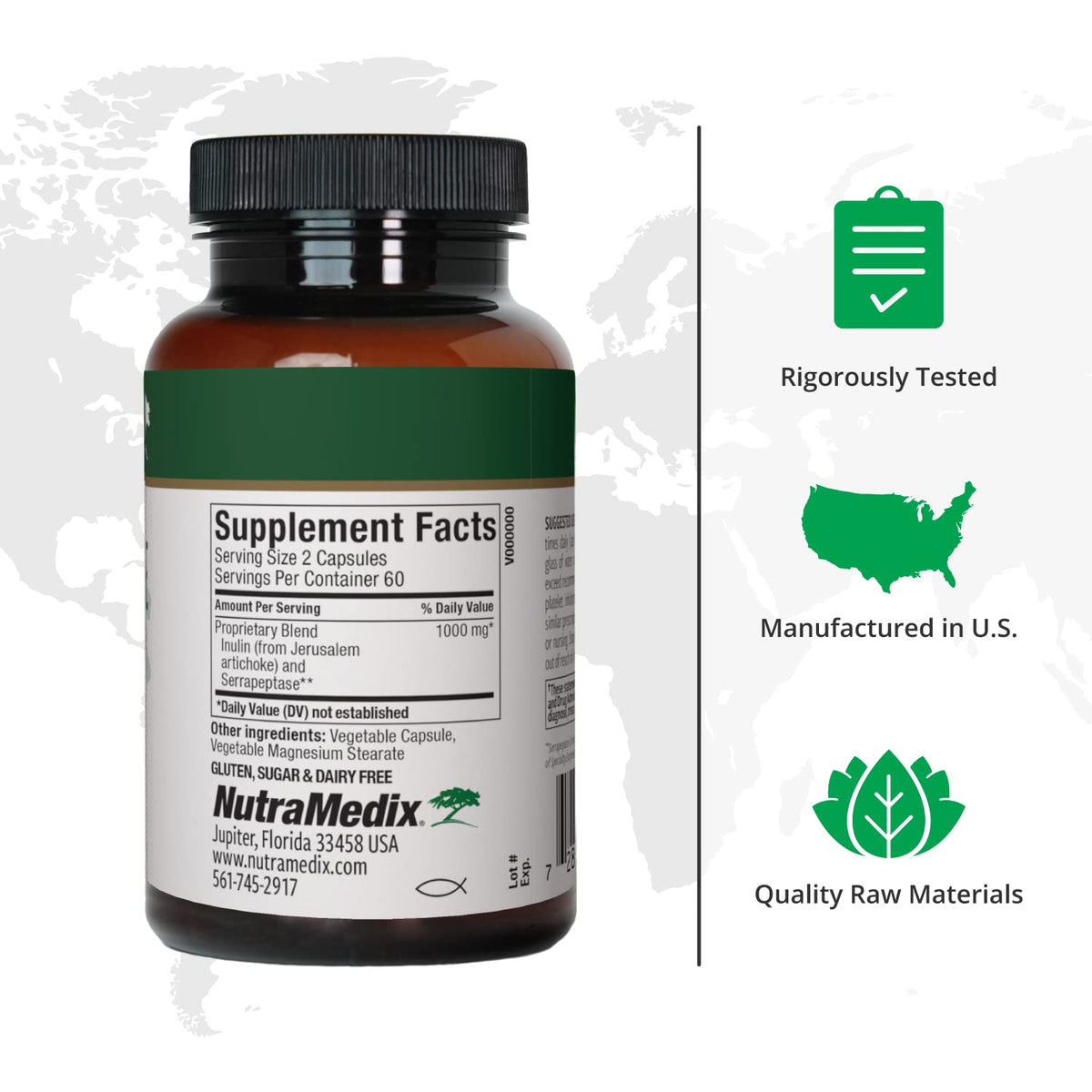 Flacon de NutraMedix Serrapeptase avec étiquette