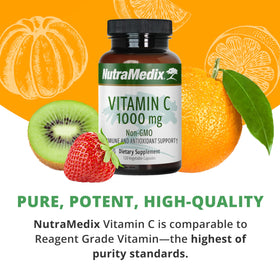 Flacon de NutraMedix Vitamine C 1000mg avec fond neutre