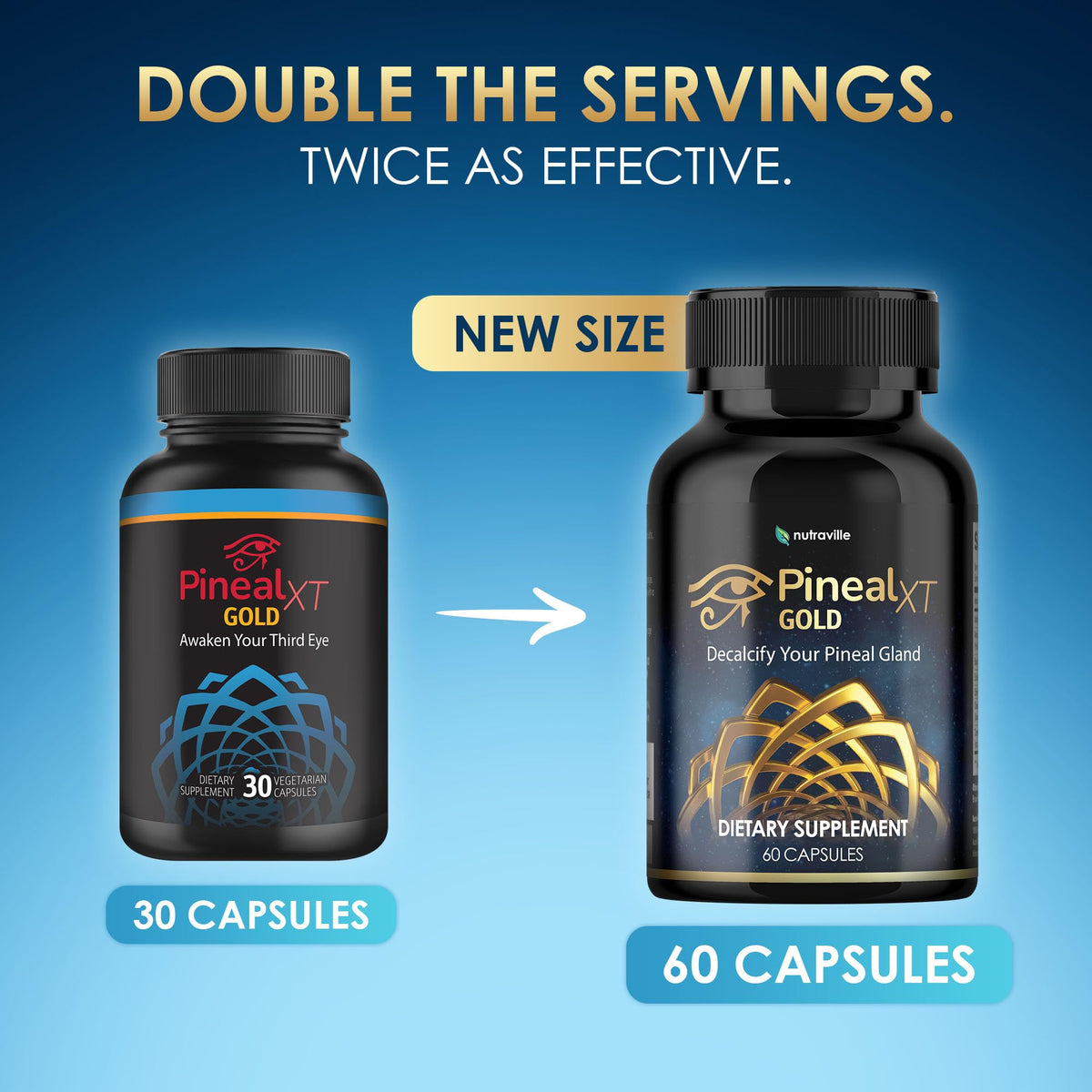 Flacon de Nutraville Pineal XT Gold avec étiquette