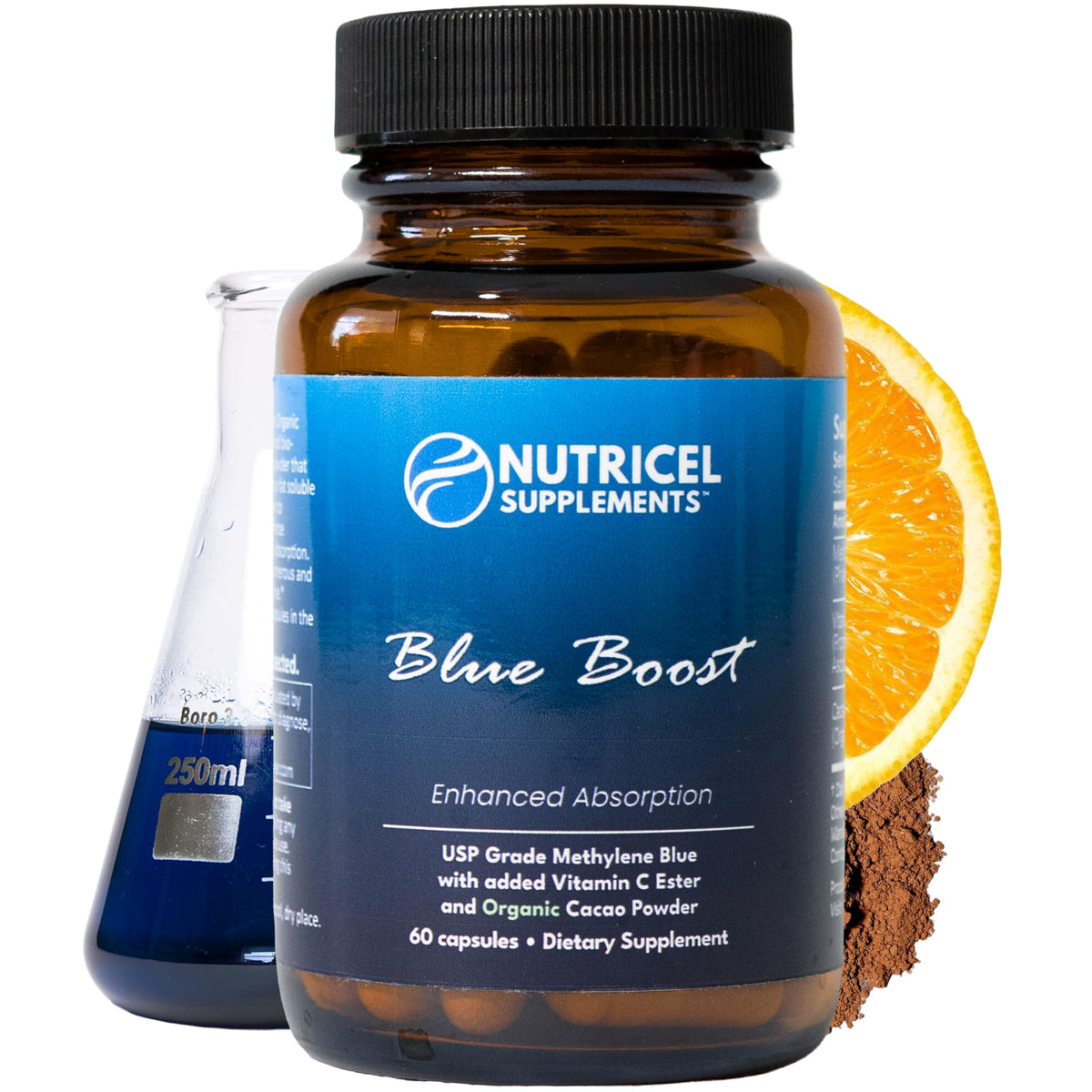 Flacon de Nutricel Supplements Capsules de Bleu de Méthylène 12 mg