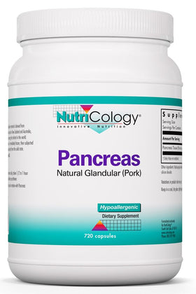 Flacon de NutriCology Pancreas Natural Glandular 425 mg 720 capsules