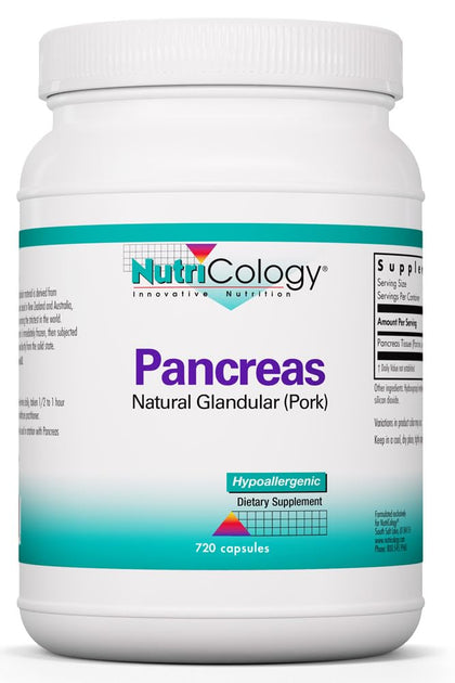 Flacon de NutriCology Pancreas Natural Glandular 425 mg 720 capsules