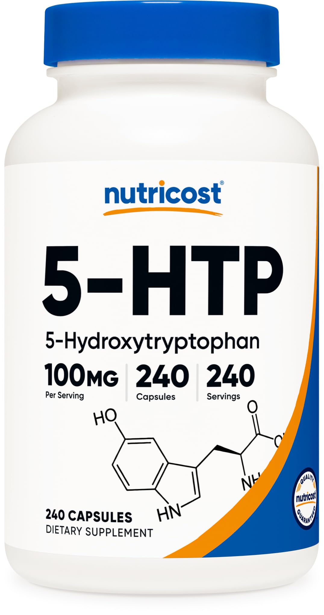 Flacon de Nutricost 5-HTP 100 mg, 240 gélules végétariennes