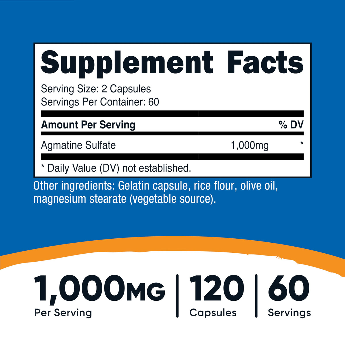 Flacon de Nutricost Agmatine Sulfate 1000mg avec capsules