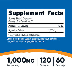 Flacon de Nutricost Agmatine Sulfate 1000mg avec capsules