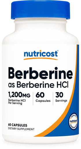 Flacon de Nutricost Berberine HCl 1200mg 60 capsules végétariennes