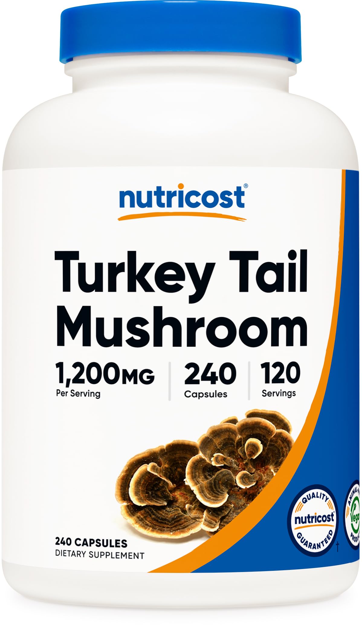 Flacon de Nutricost Champignon Turkey Tail de 240 capsules végétariennes