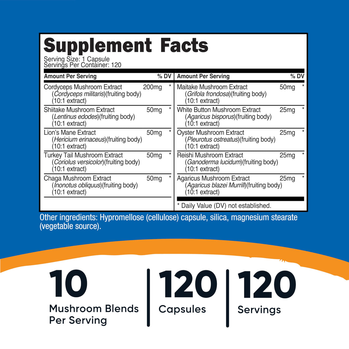 Flacon de Nutricost Complexe de Champignons avec capsules