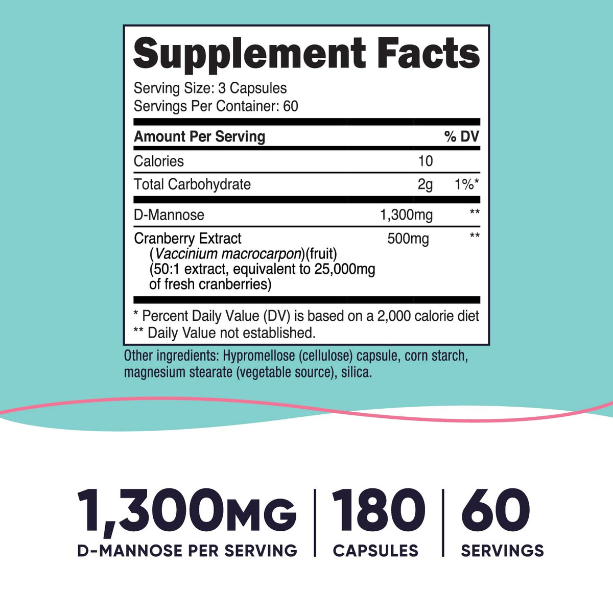 Flacon de Nutricost D-Mannose 180 capsules avec étiquette visible