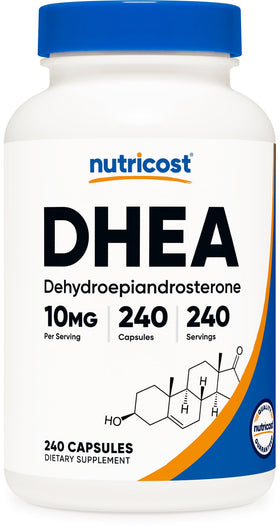 Flacon de Nutricost DHEA 10mg avec 240 capsules